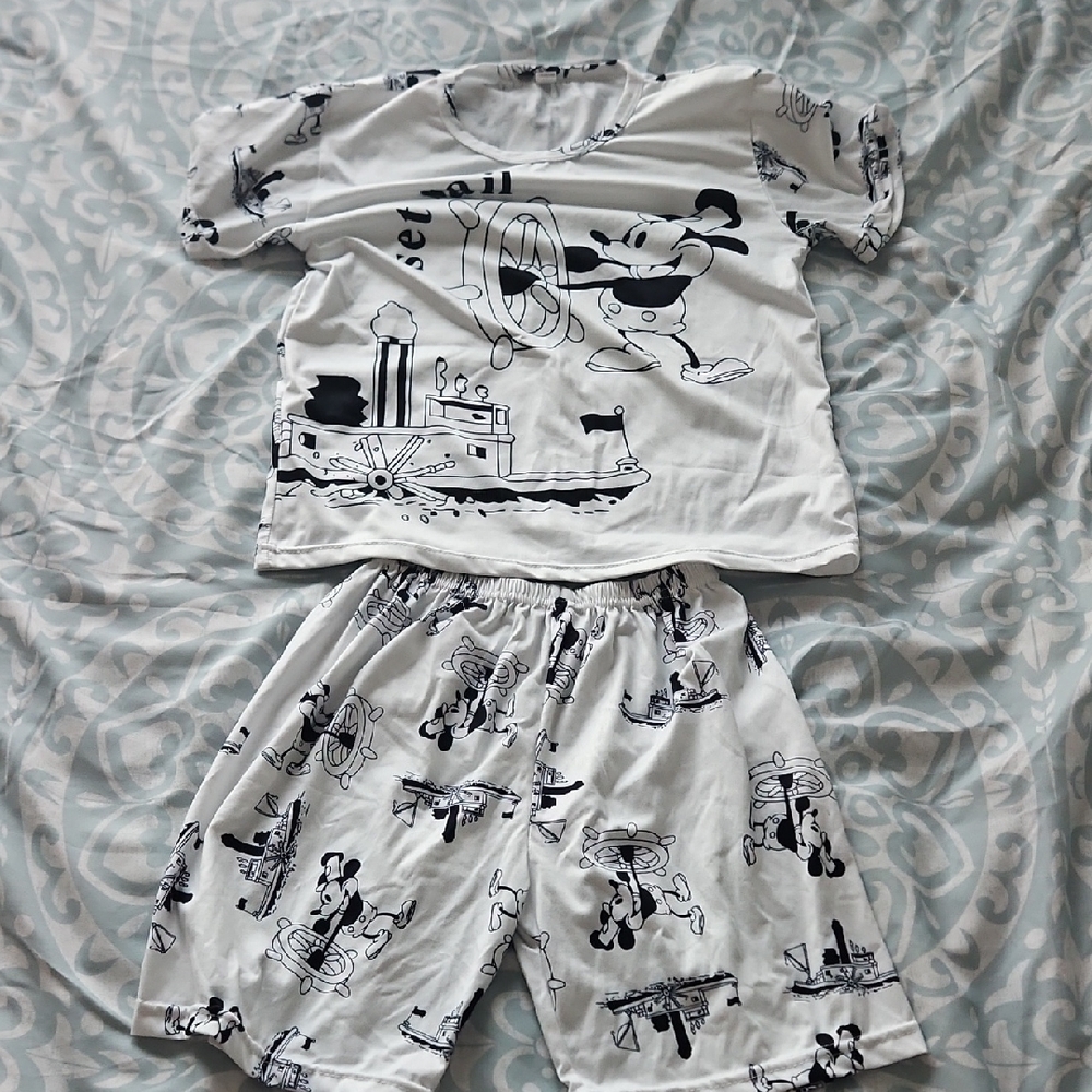 Kids Mickey Mouse Pajama Set - Black and White